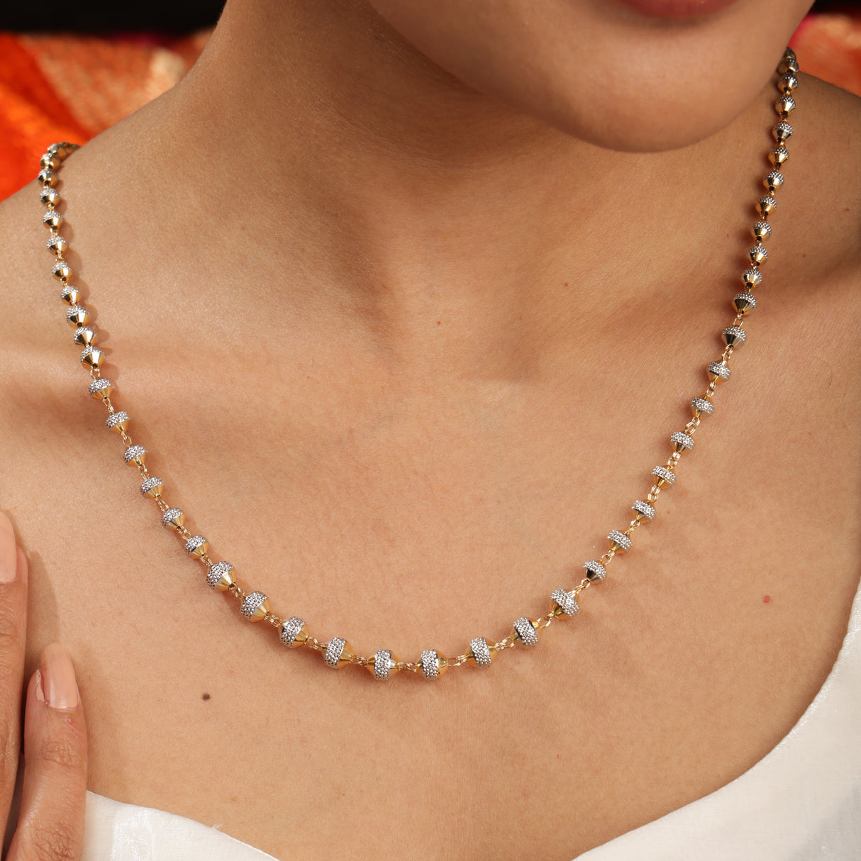 Zian Dual Tone Sparkle Bead Necklace