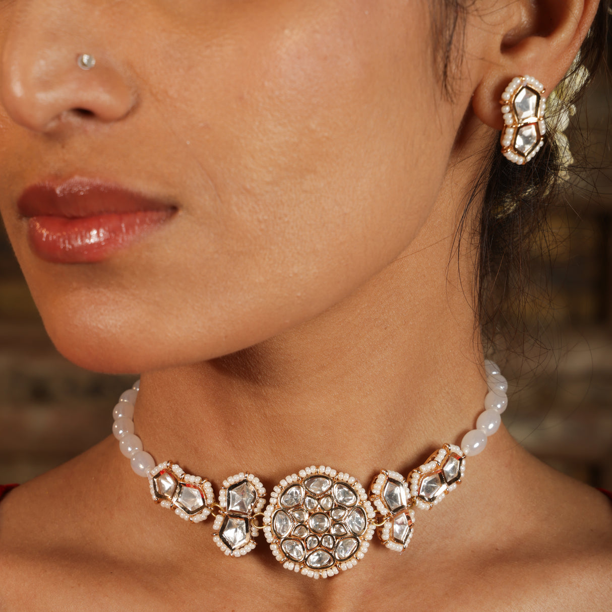 Lumi Pearl Radiance Kundan Necklace Set