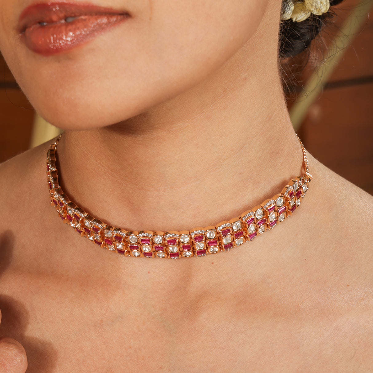 Reya Ruby Glow Kundan Choker Set