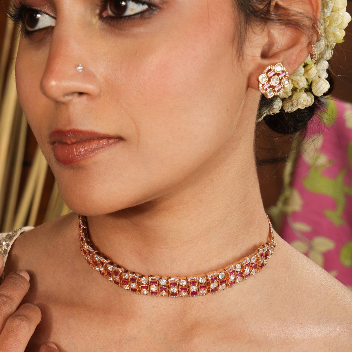 Reya Ruby Glow Kundan Choker Set