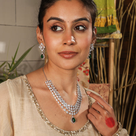 Tahira Emerald Elegance Layered Necklace Set