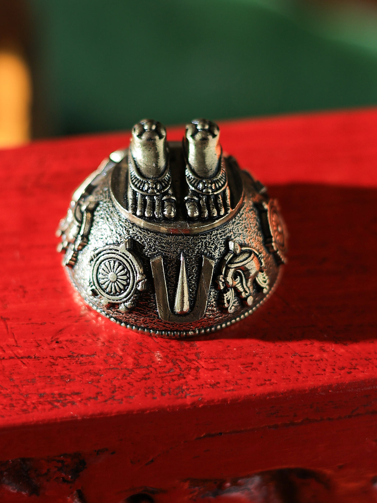 Intricately Carved Brass Charan Paduka