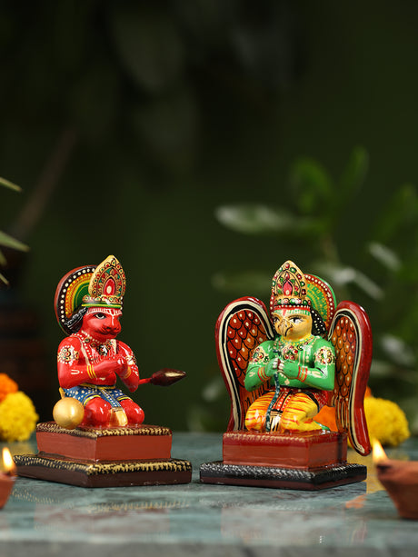 Wooden Idols - Garuda and Hanuman Pair 2