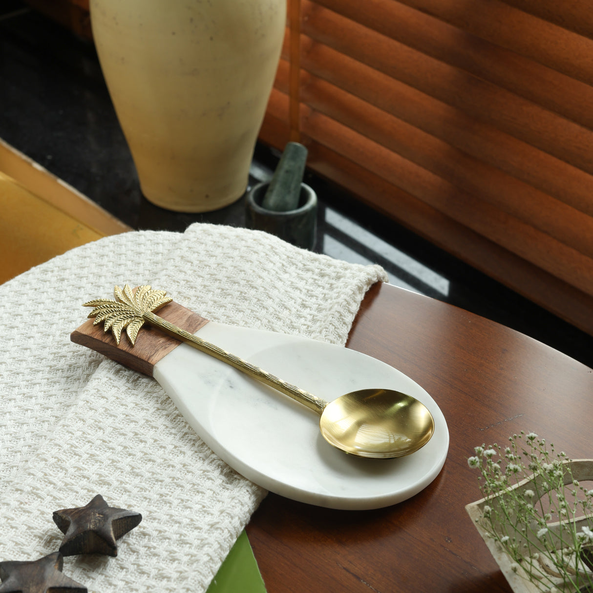 Wood and Marble Combination Spoon Rest