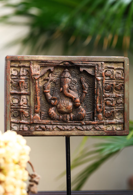 First God-Ganesha wooden panel
