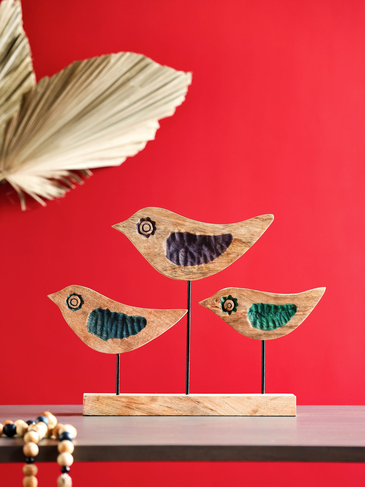 Wooden Wonder - Water Color 3 Bird On Stand