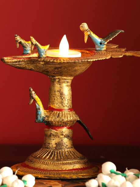 Antique Candle Stand - Antiqued Bird Silhouette
