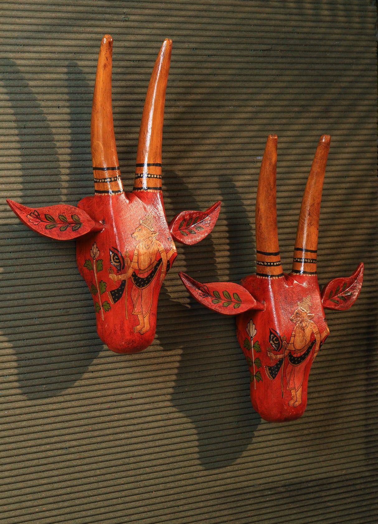 Wooden Cow head painted