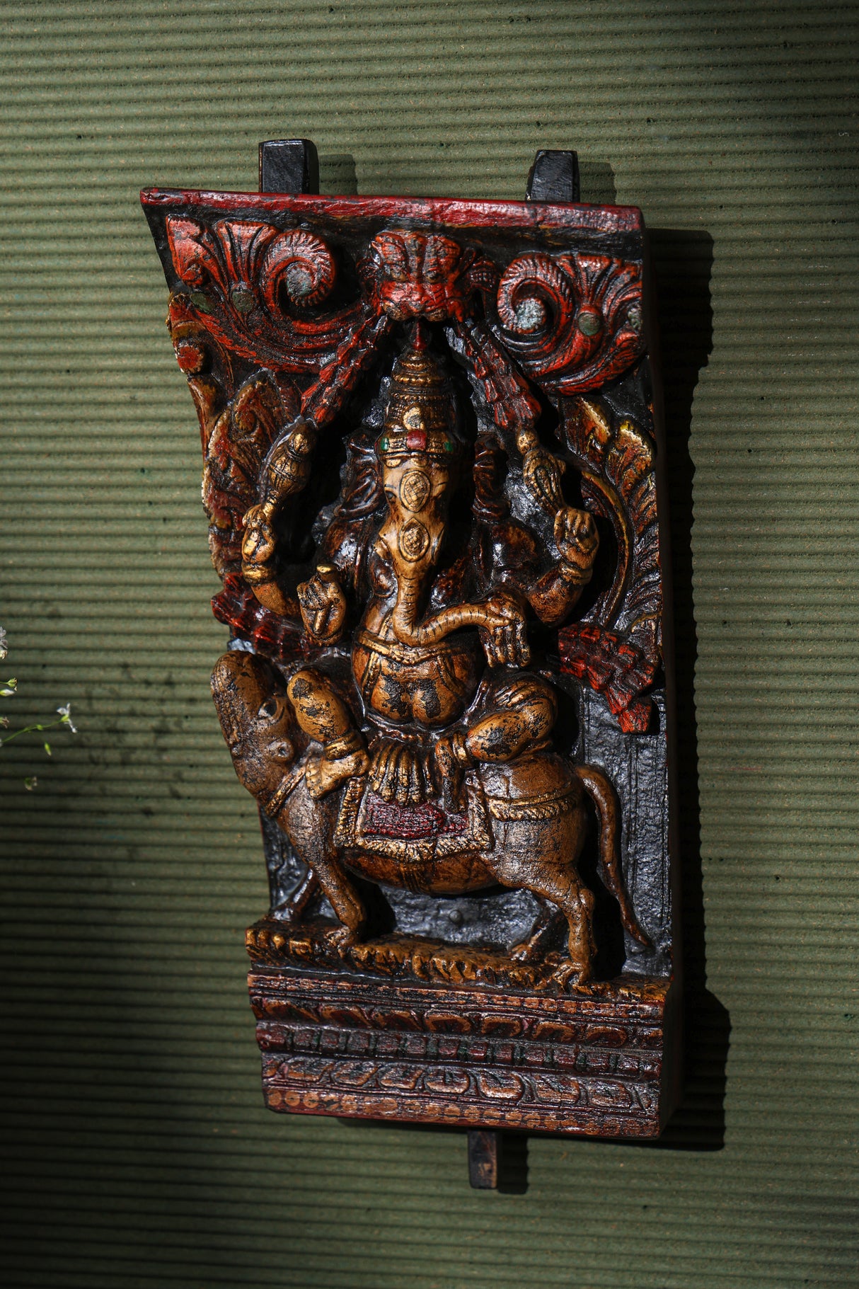 First God Ganesha Wall Panel in vintage finish