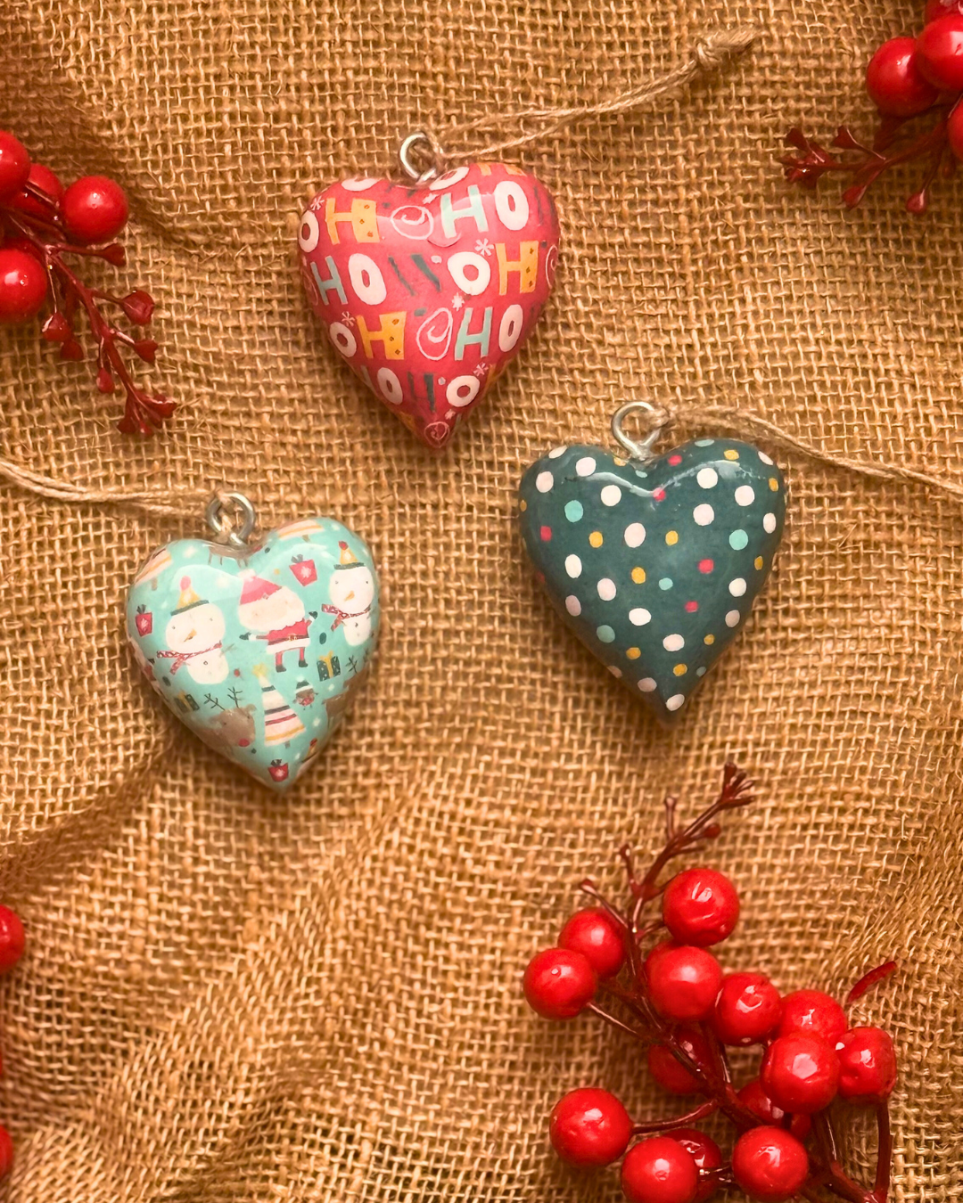 3 Hearts set Hanging Ornaments