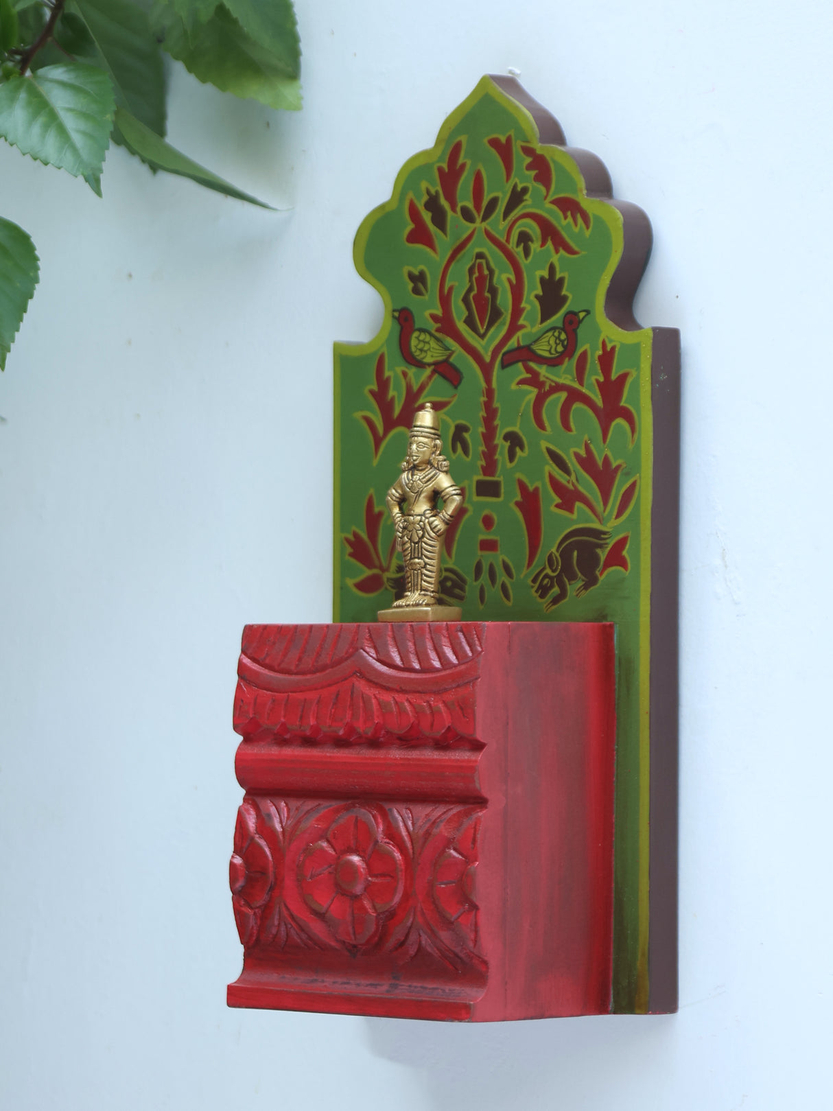 Corbel - Red And Green Hand Carved