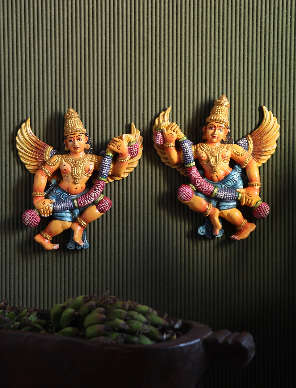 Wooden Whisper - Gandharvas with Garland/veena