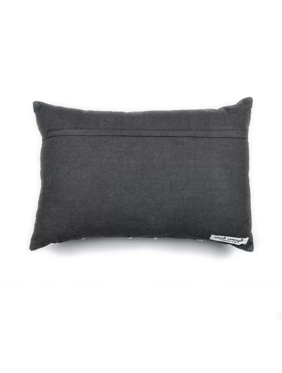 Intricate Embroidered Cushion Cover With Beads with Rich Cotton Duck Lace