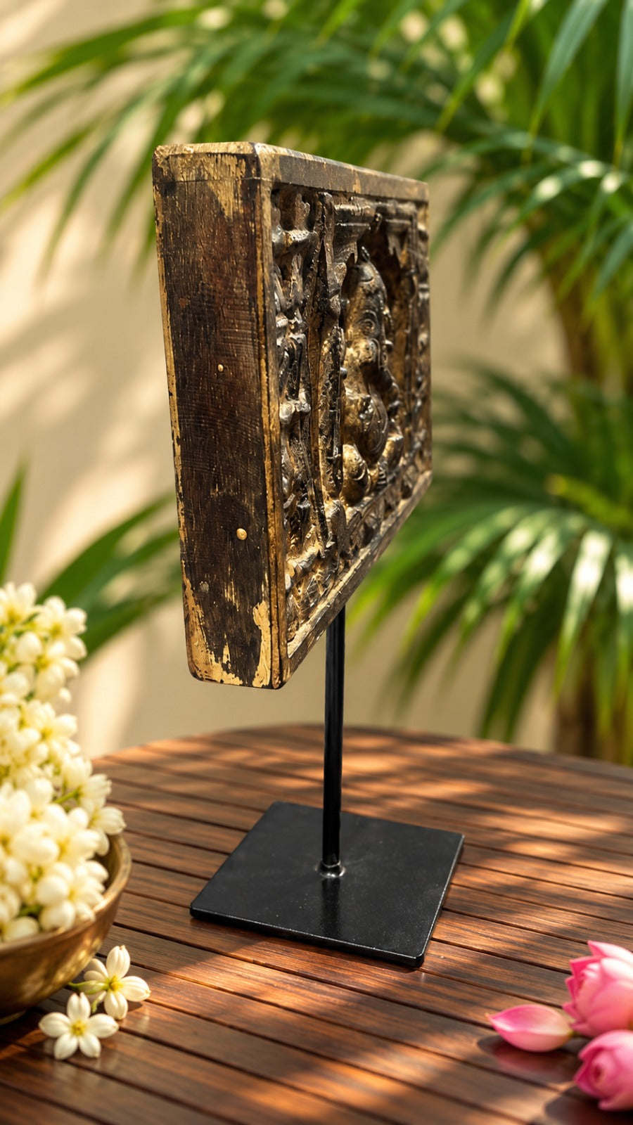 Ganesha wooden panel on stand