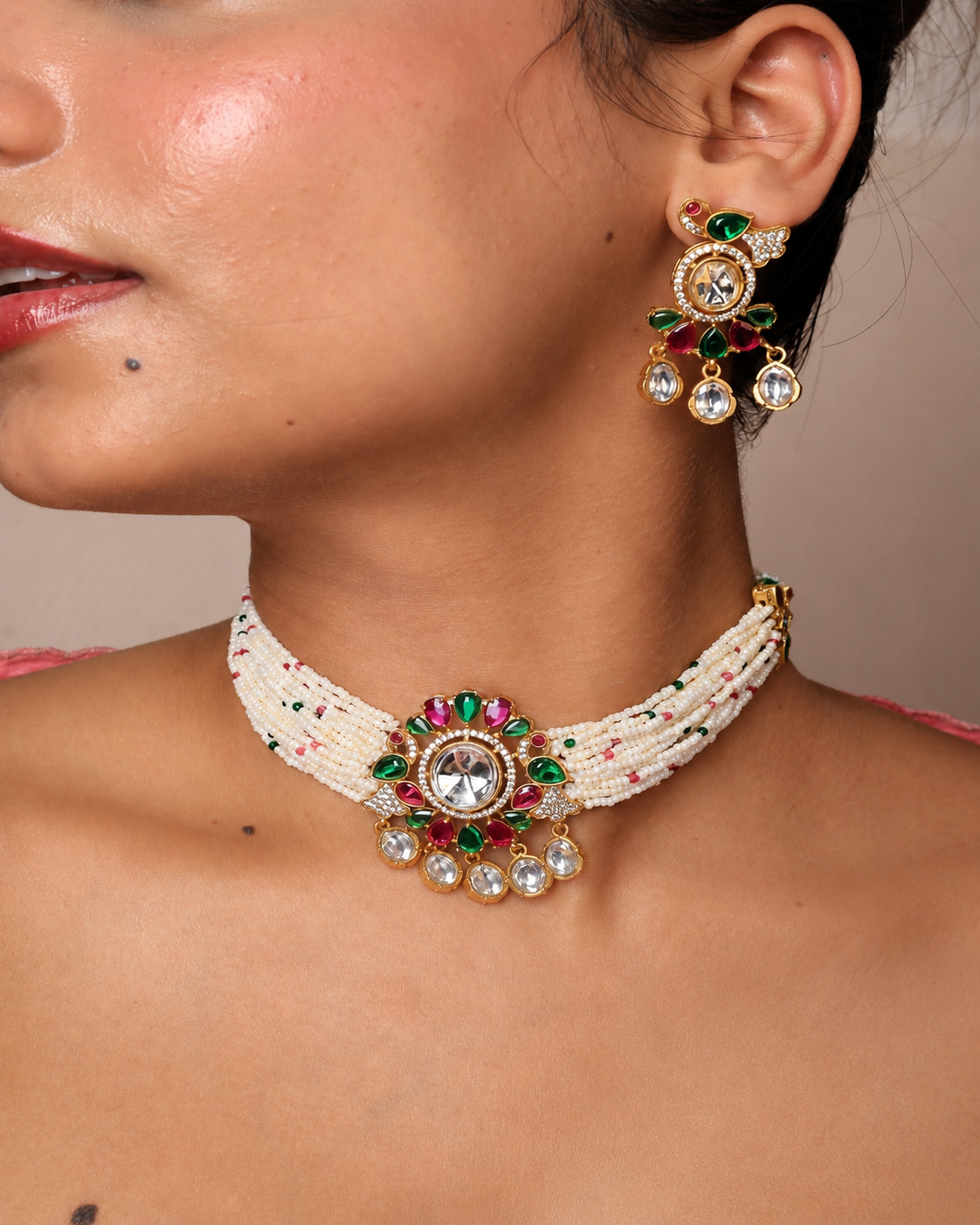 Rajkanwar Royal Pearl Kundan Choker Set
