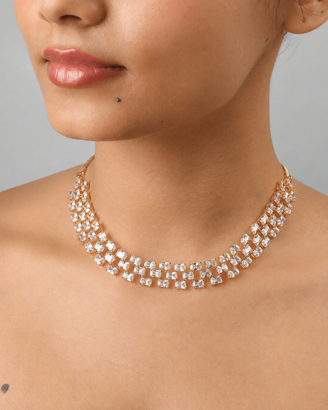 Kianaz Radiant Crystal Grid Necklace Set