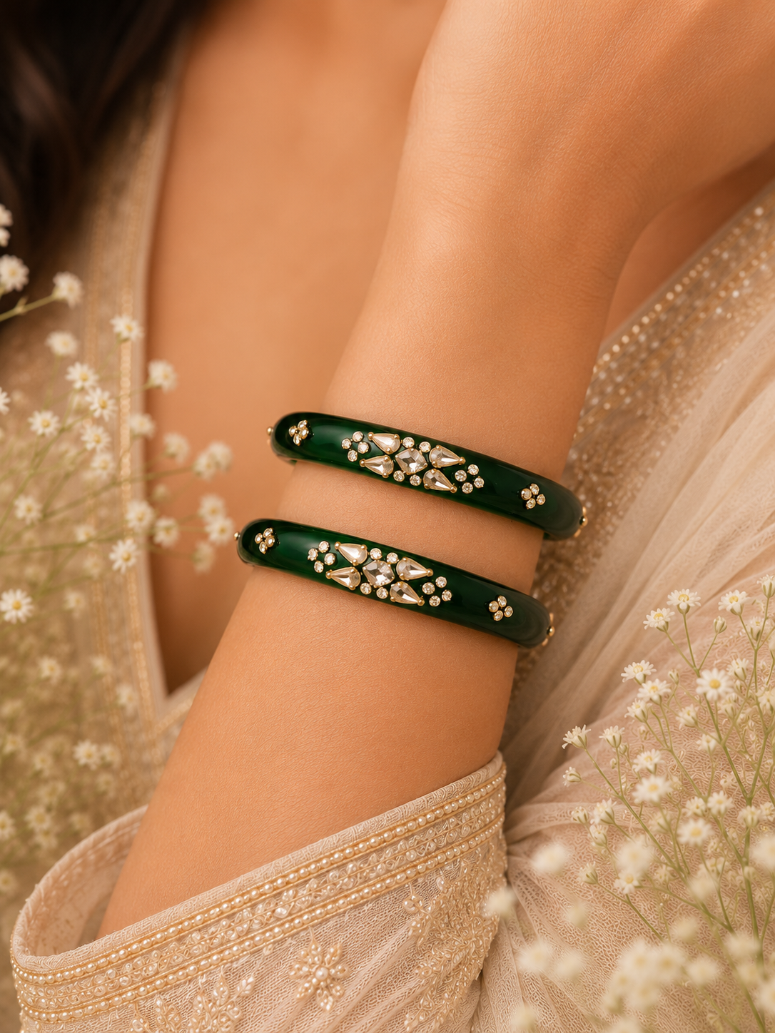 Raunak Royal Elegance Kundan Bangles (Set of 2pcs)