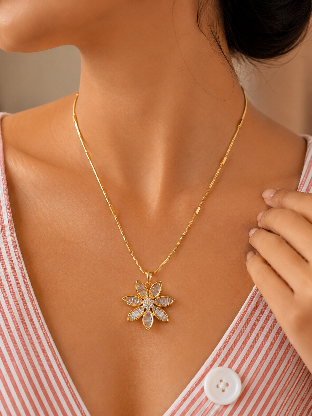 Champa Floral Bloom Necklace Set