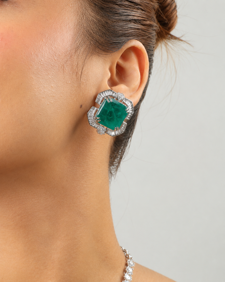 Simin Emerald Green Statement Necklace Set