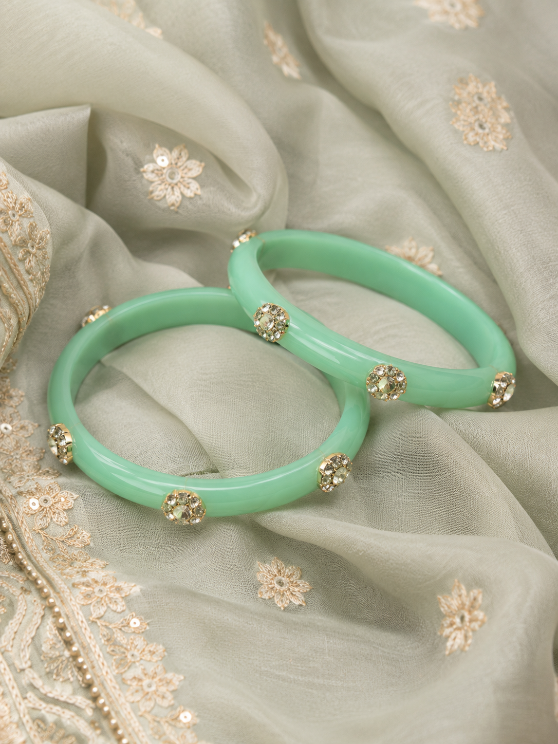 Viyan Pista Radiance Crystal Bangles