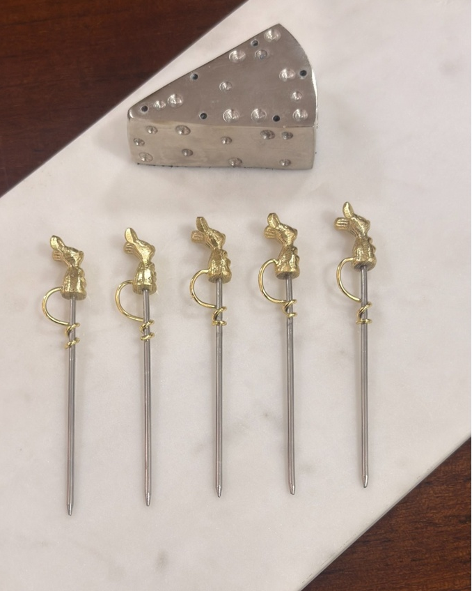 Mouse Cheese Picks Set with Stand (Set of 7)
