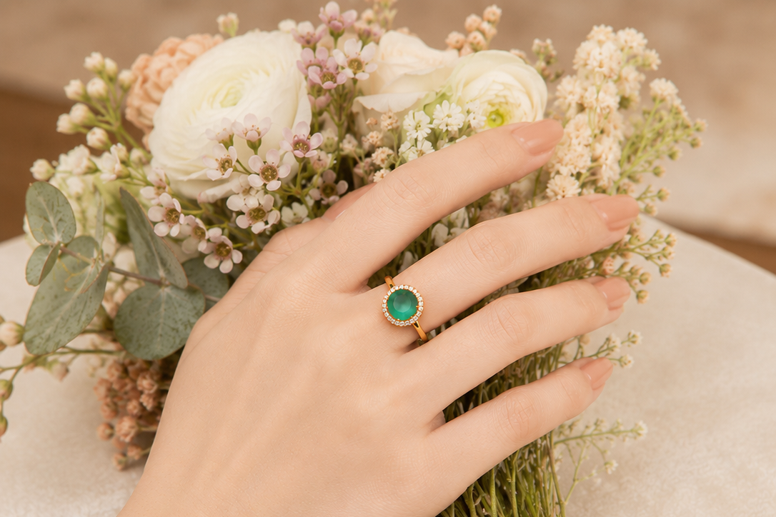 Alina Mint Green Emerald Spark Ring