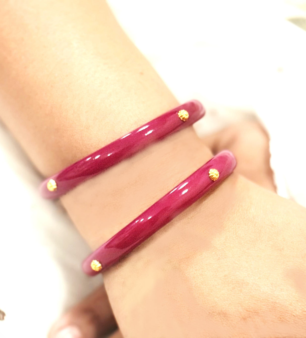 Sneh Acrylic With Brass Plated One flower Bangles