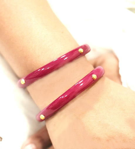 Sneh Acrylic With Brass Plated One flower Bangles