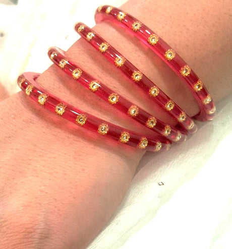 Ishq Acrylic WithBrass Plated flower Bangles