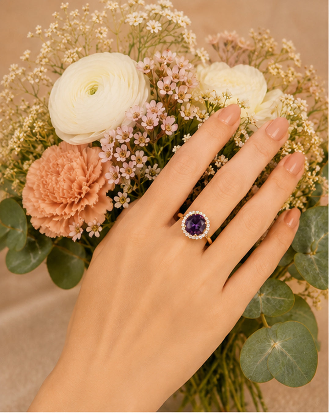Alina Purple Emerald Spark Ring