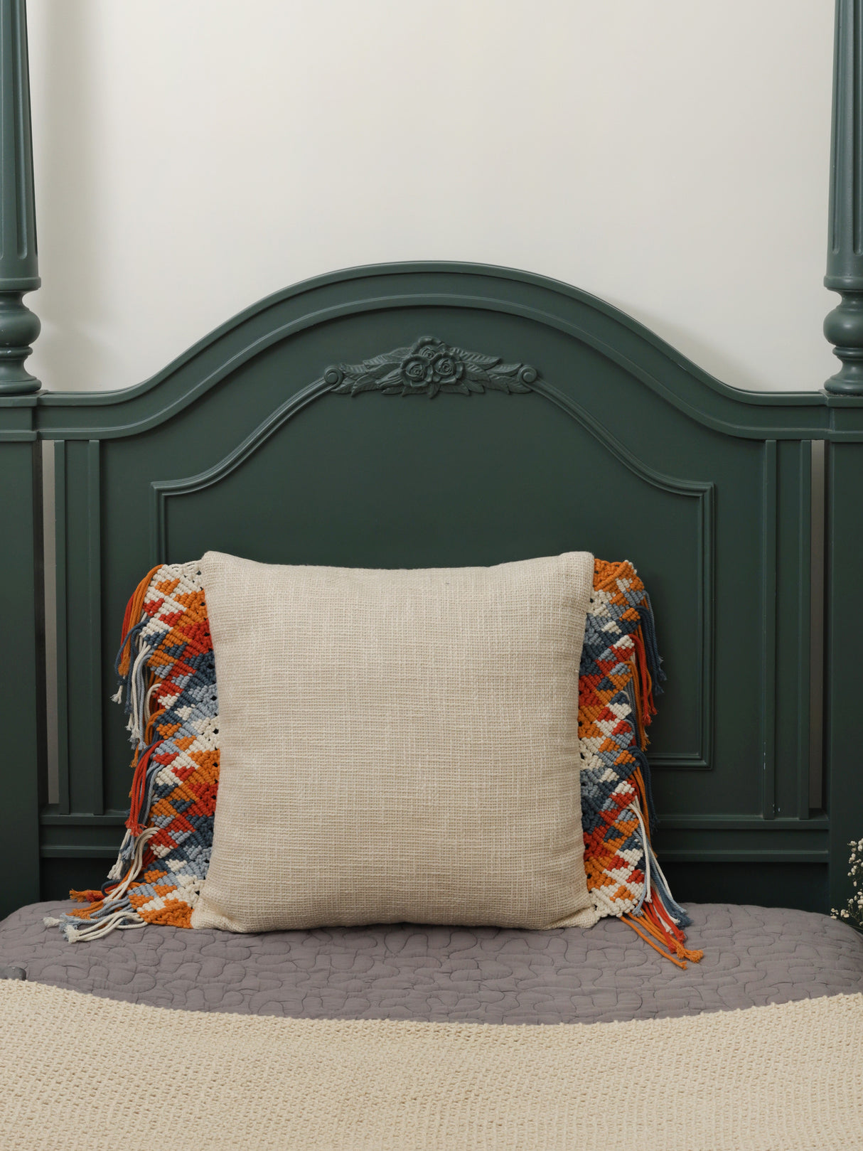 cushion cover with colorful Macrame Tassels - Square