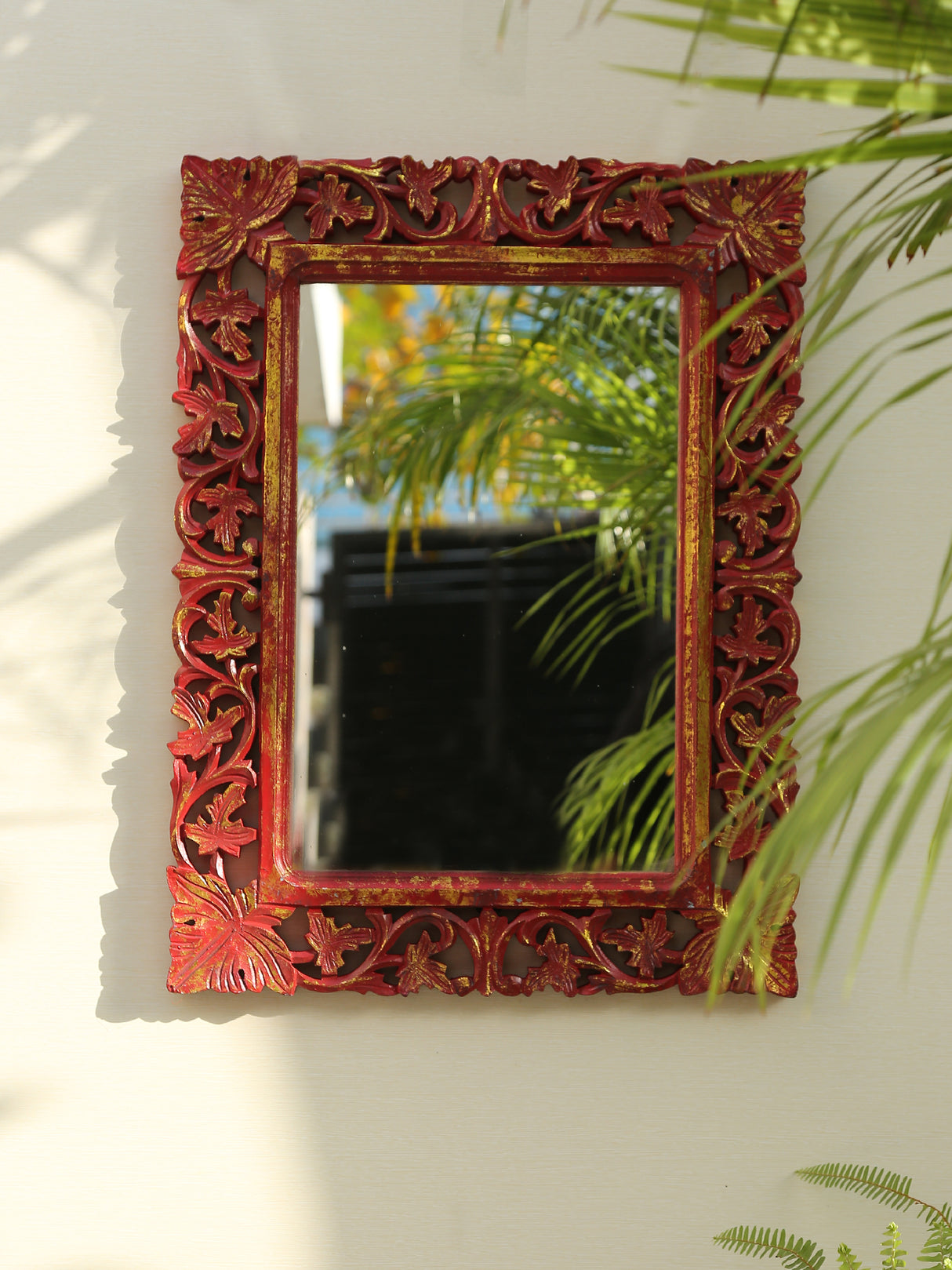 Red Vintage style MDF Mirror