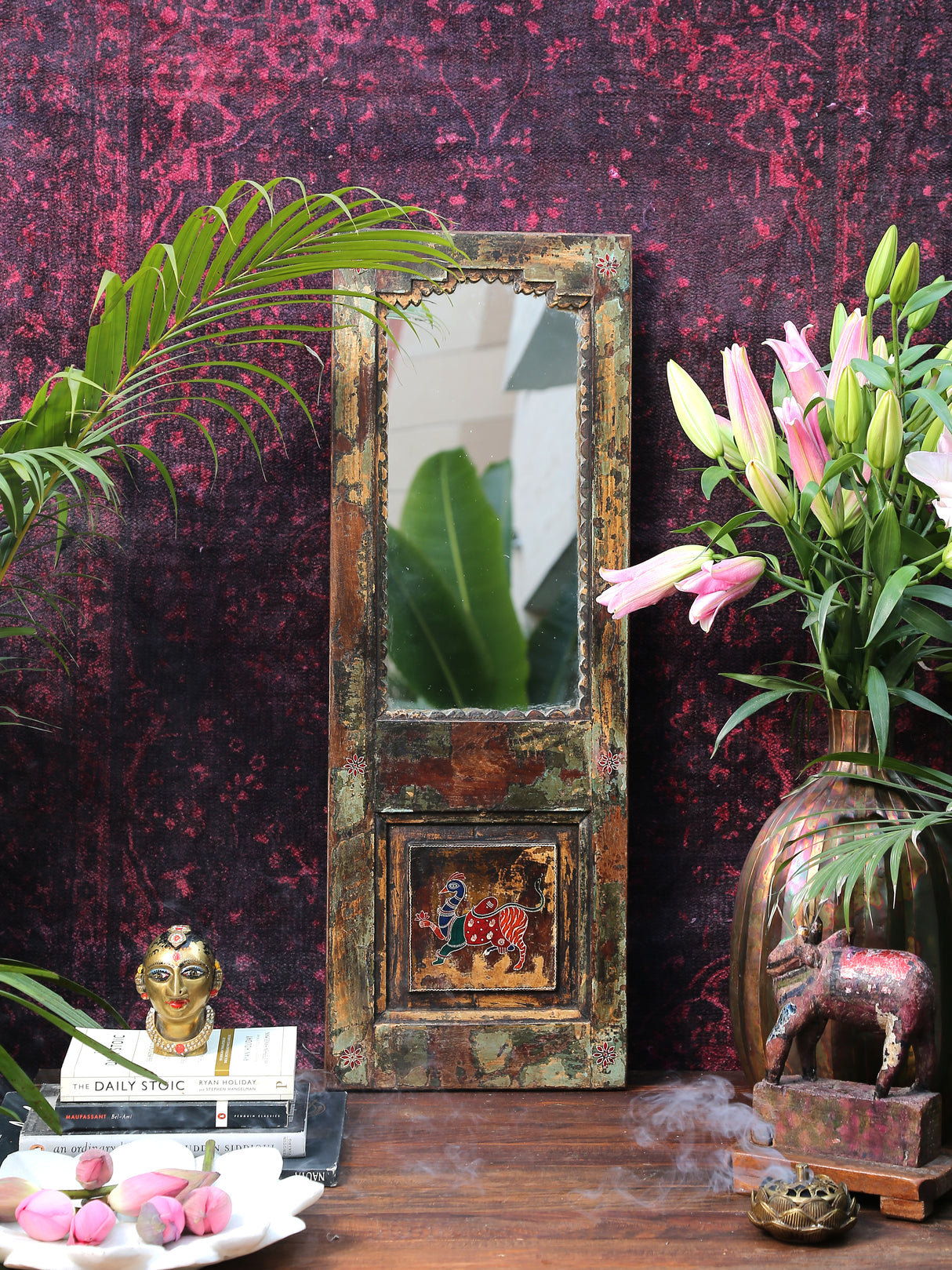 Wooden Vintage Panel Frame with mirror (One of One)