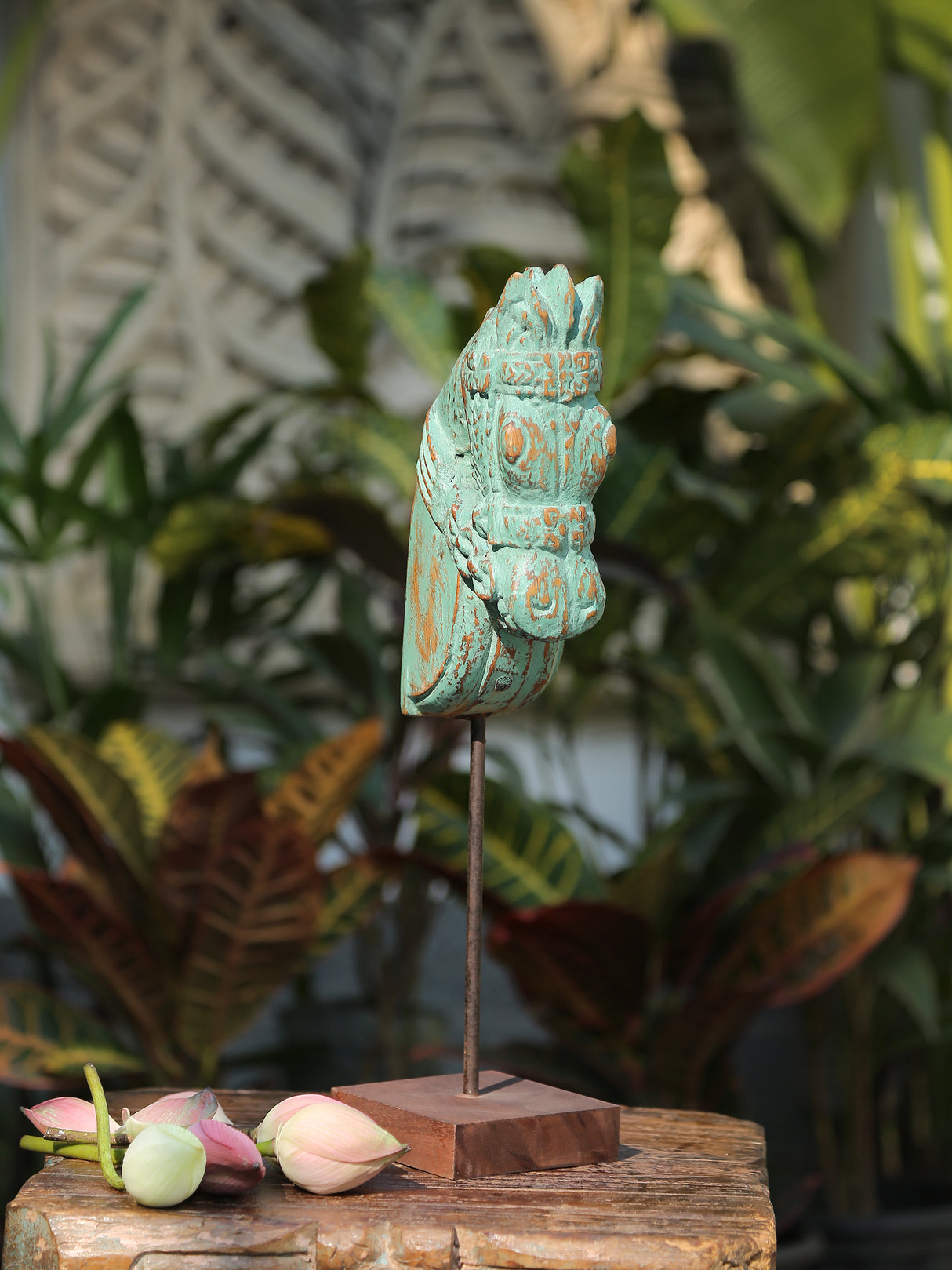 Wooden Distressed Horse on Stand