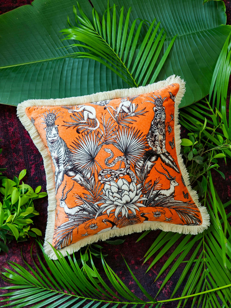 Digital Jungle Printed - Pillow Viscose Velvet With Trim