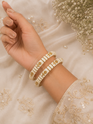 Mehr Off-white Flora Designer Bangles
