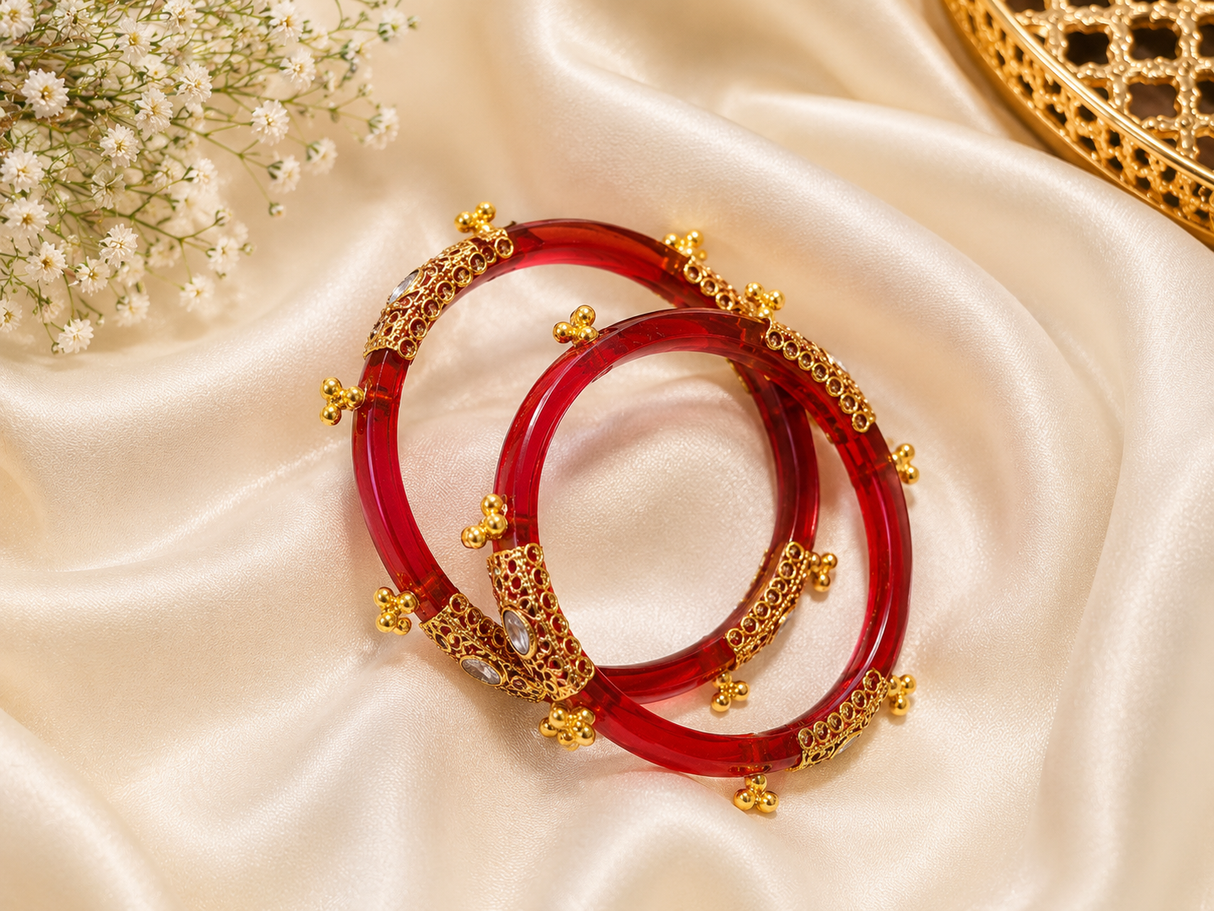 Jhankaar Regal Elegance Kundan Bangles (Set of 2 pcs)