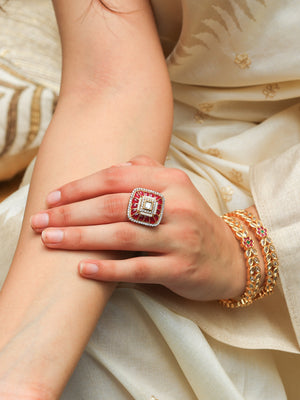 Ahilya Elegant Fusion Ruby Tone Ring