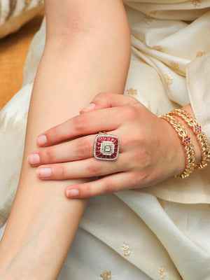 Ahilya Elegant Fusion Ruby Tone Ring