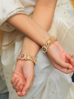 Kaya Elephant Design Matt Gold Bangles