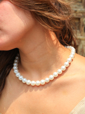 Kesar shell water pearls mala