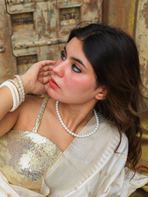 Kesar shell water pearls mala