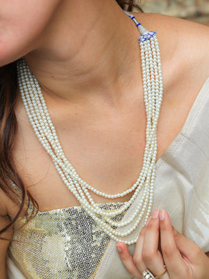 Kesar 5 line pearls necklace