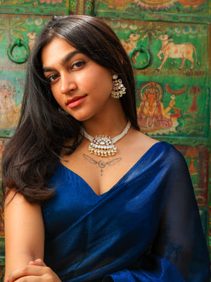 Roohani royal fusion tyaani kundan and mop choker set