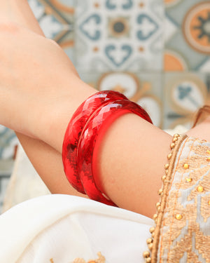 Sitara Acrylic With Diamond Cutting Bangles