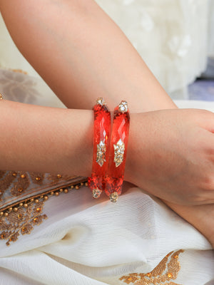 Chhavi Acrylic with Diamond Cutting And Mughal Motif Bangles