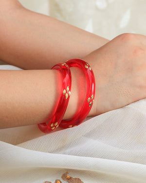 Ranglok Acrylic With Brass leaf Bangles