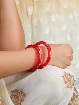 Ranglok Acrylic With Brass leaf Bangles