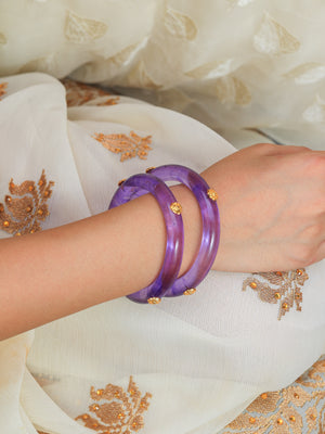 Roshni Acrylic with Brass Plated flower Bangles
