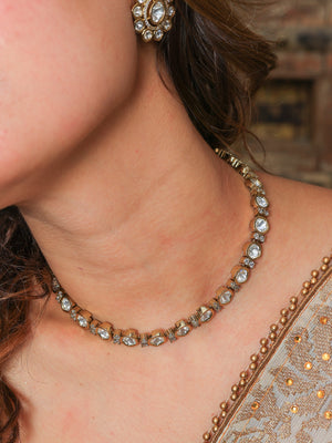 Ratna kundan single string necklace set